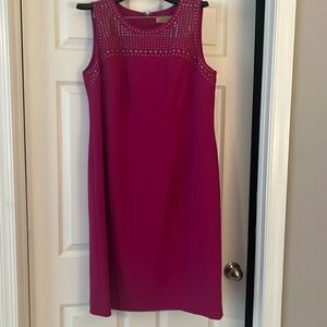 NWT 14W PURPLE SLEEVELESS SHEATH DRESS WITH GUN METAL RIVETS